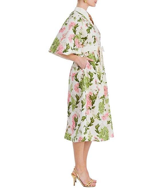 Mestiza New York Carmen Floral Print Mandarin Collar Elbow Butterfly Sleeve Midi Dress Product Image