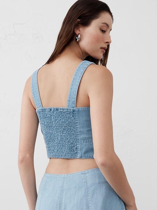Linen-Blend Square-Neck Bustier Product Image