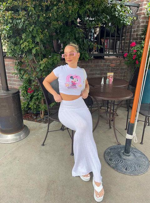 Belle Knit Maxi Skirt White Product Image