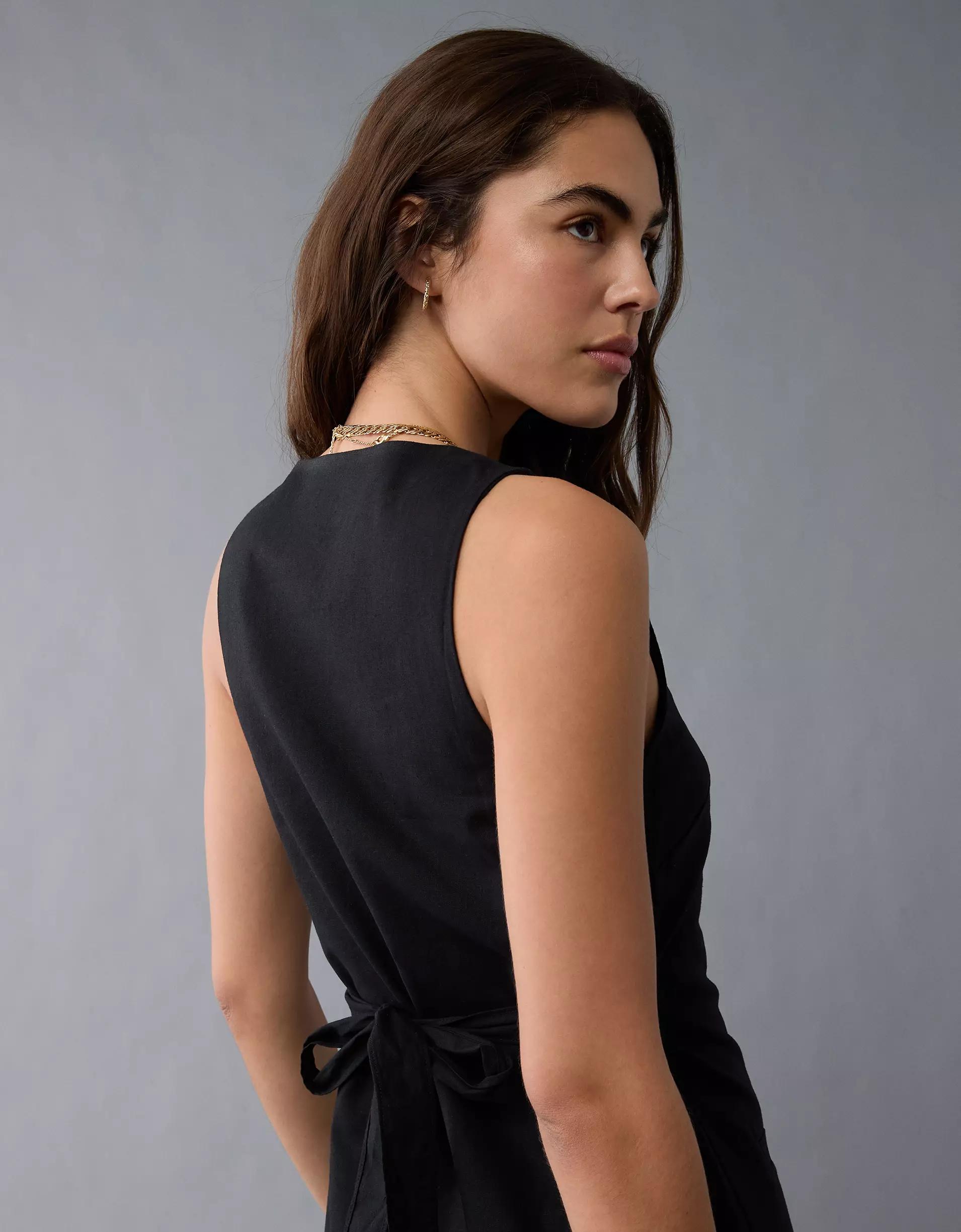 AE Square Neck Button-Up Mini Dress Product Image