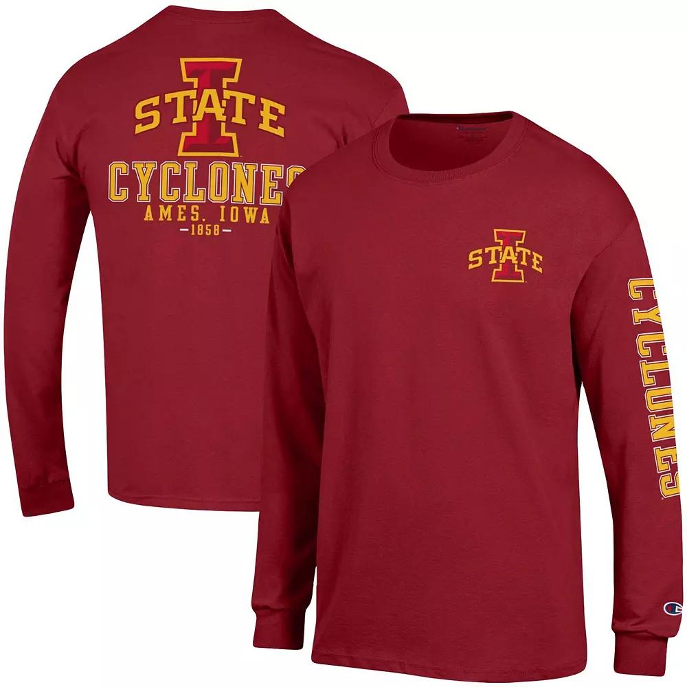 Men's Champion Cardinal Iowa State Cyclones Team Stack Long Sleeve T-Shirt,  Product Image