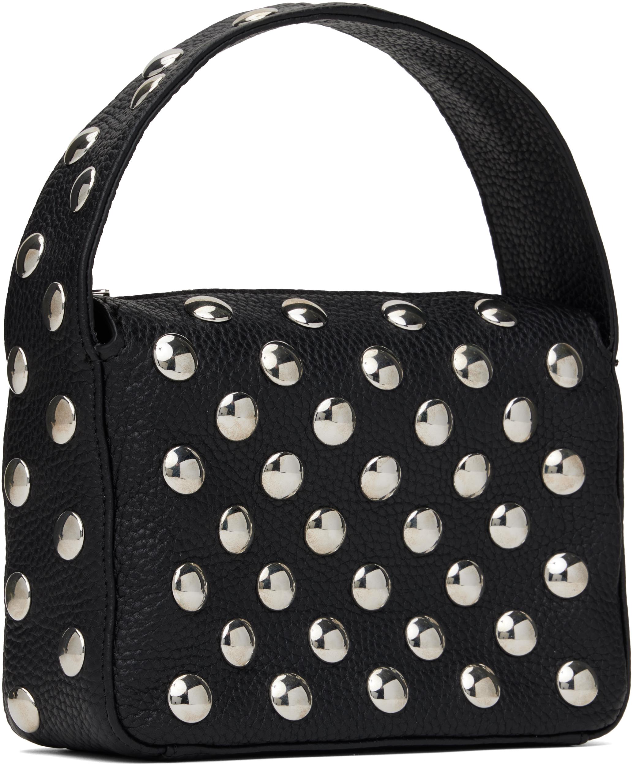 KHAITE Elena Small Studded Textured-leather Shoulder Bag In Black Product Image