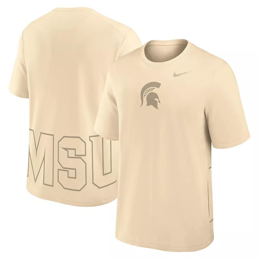 Men's Nike Cream Michigan State Spartans Primary Statement Two-Hit Performance T-Shirt,  Product Image