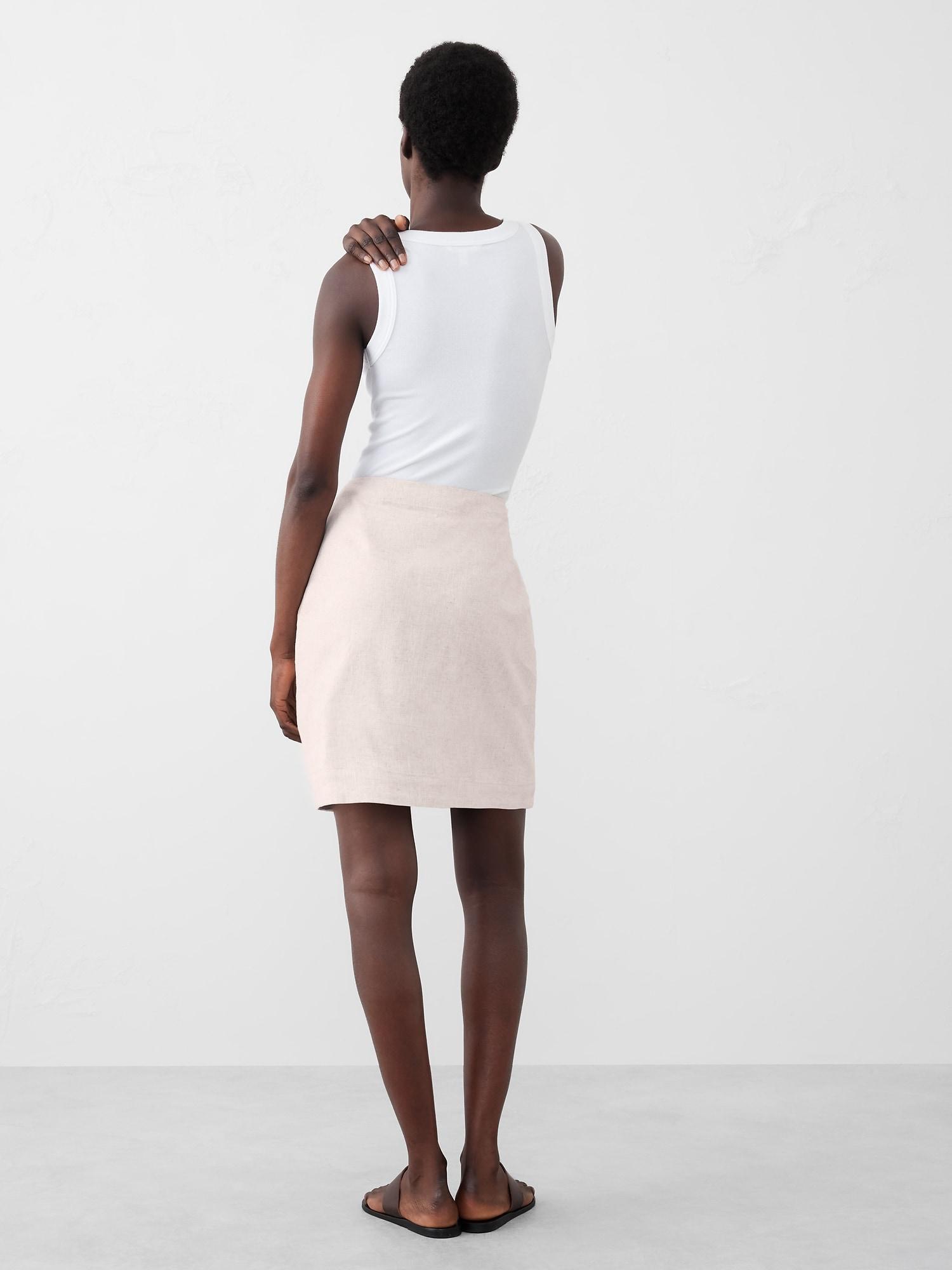 Linen-Blend A-Line Mini Skirt Product Image
