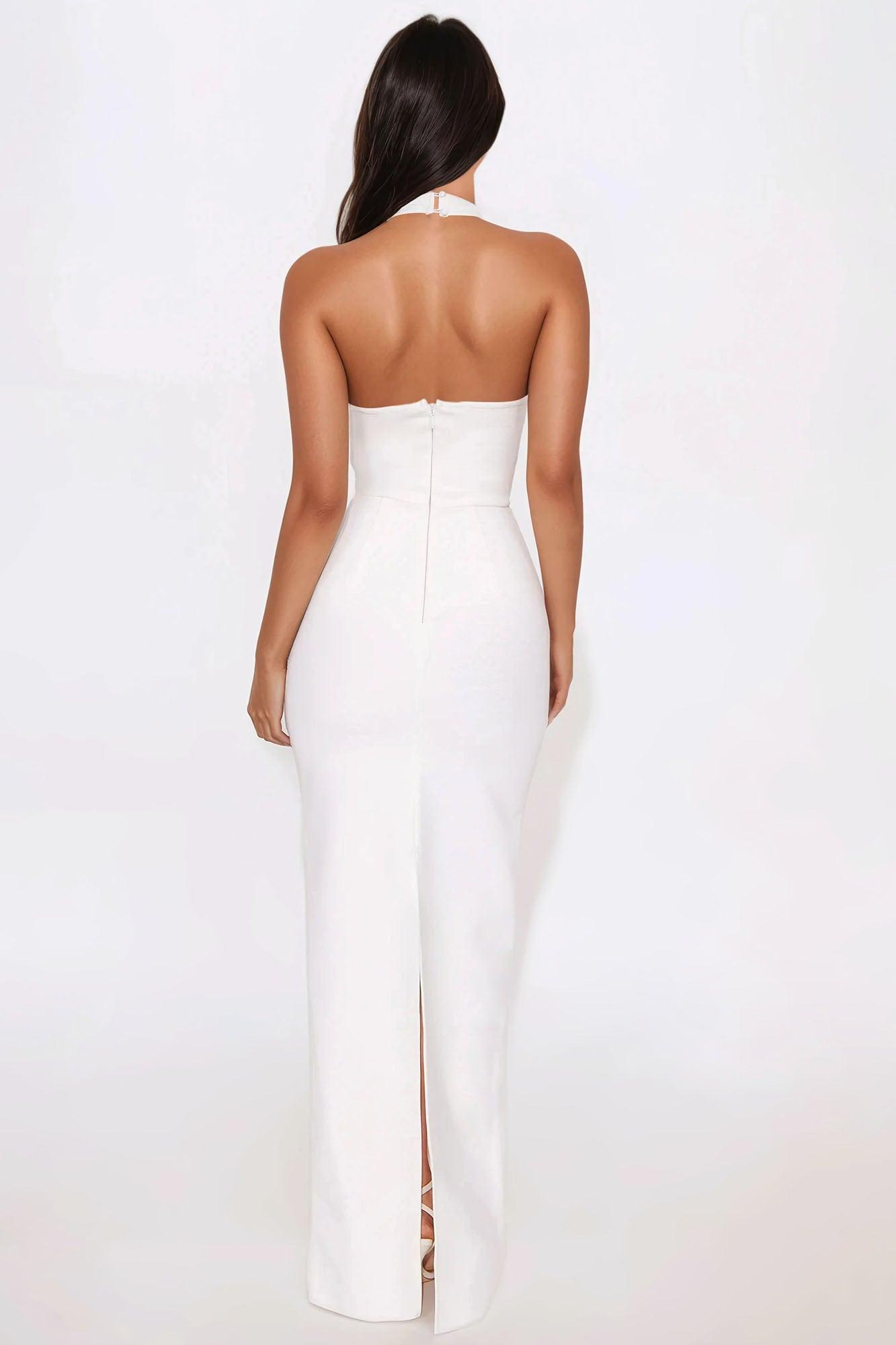Kendra Halter Bandage Maxi Dress - White Product Image