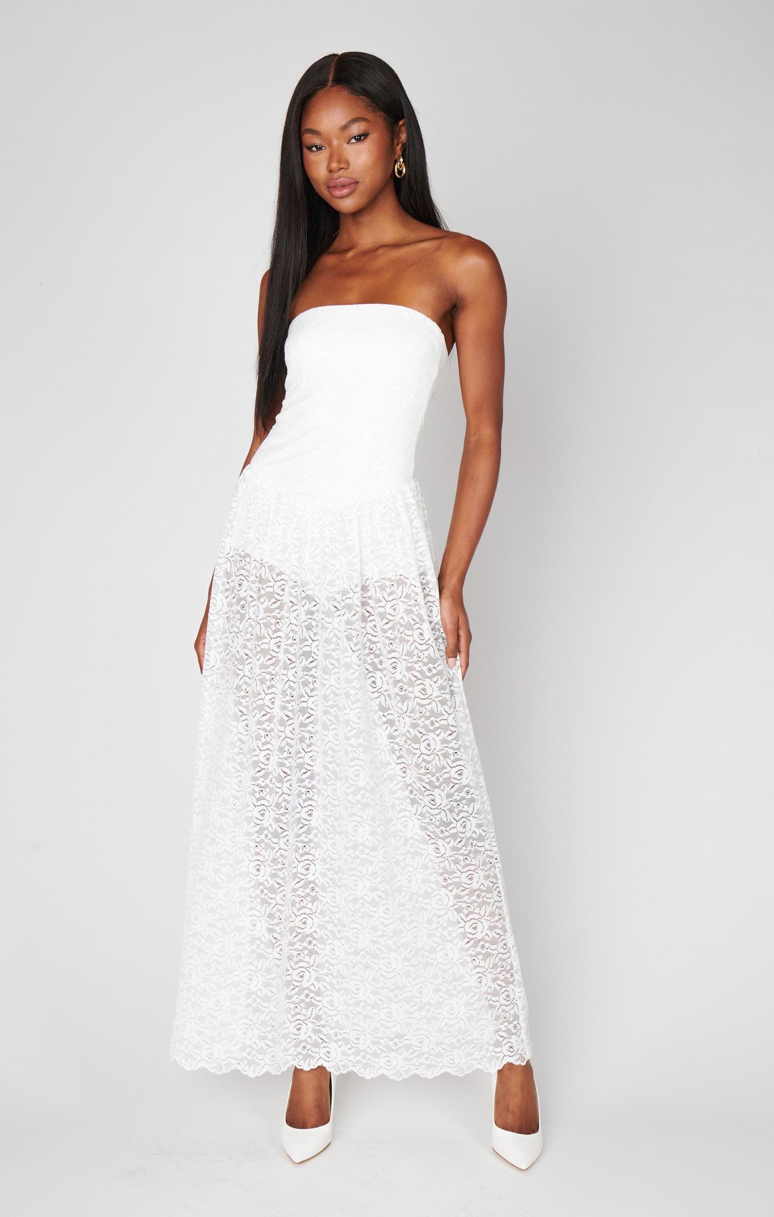 Diana Drop Waist Dress ~ White Lovely Lace Product Image