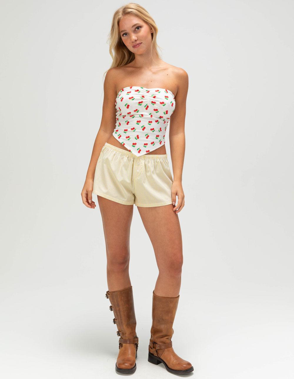 FULL TILT Cherry Womens Hanky Tube Top - WHITE COMBO Product Image
