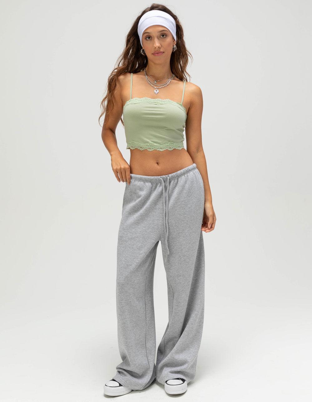 TILLYS Lace Hem Womens Cami - LT GREEN Product Image