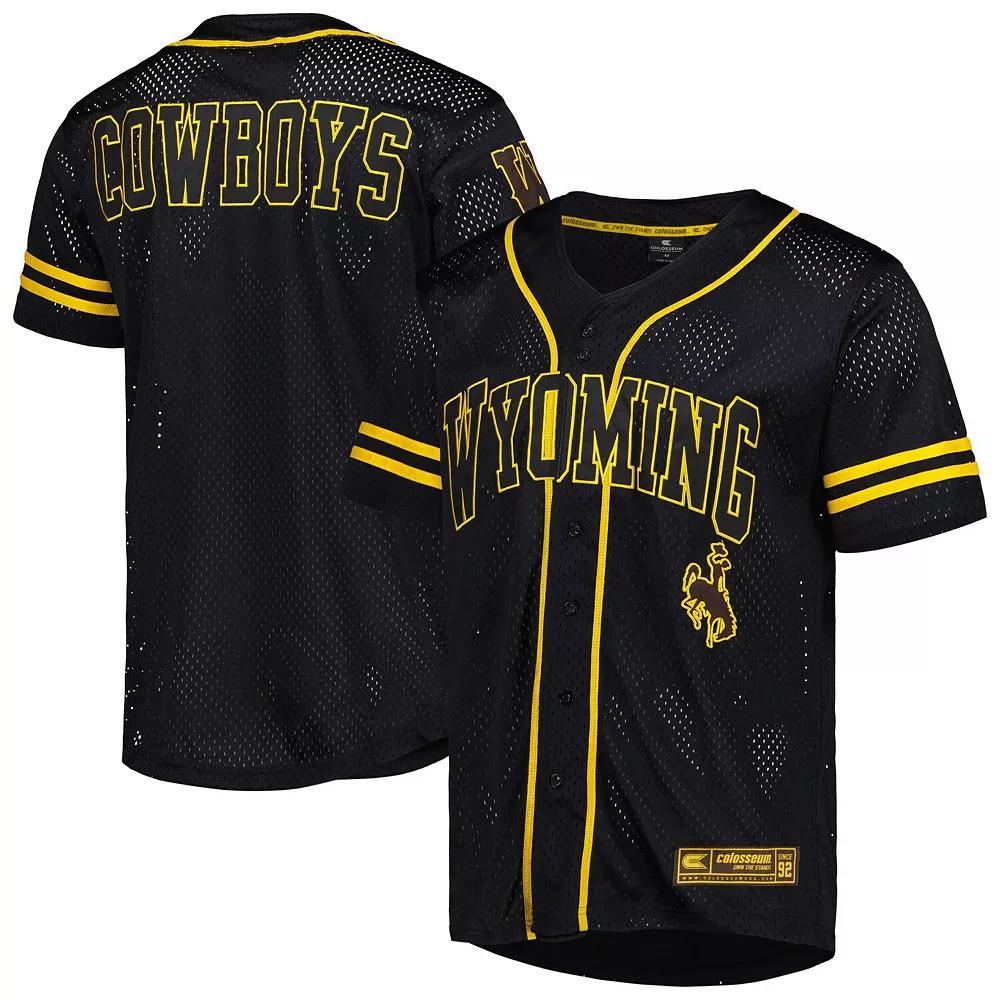 Men's Colosseum Black Wyoming Cowboys Free Spirited Mesh Button-Up Baseball Jersey, Size: XL, Wyo Black Product Image