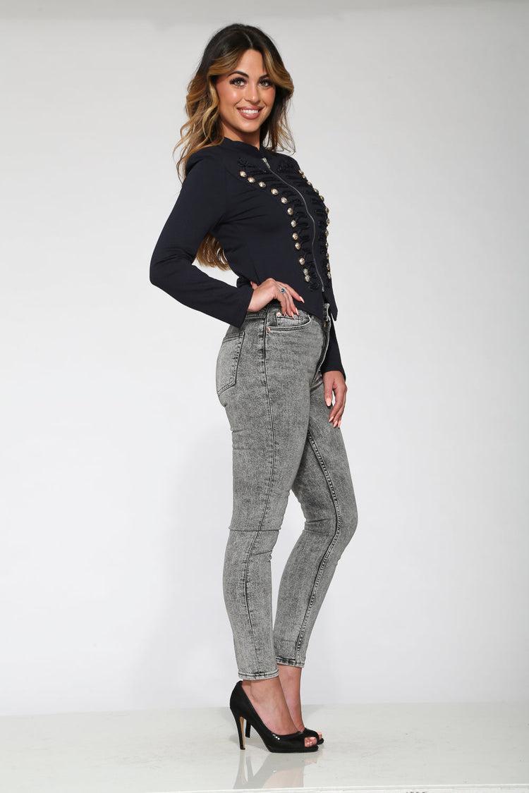 Navy Blue Military Jacket Product Image