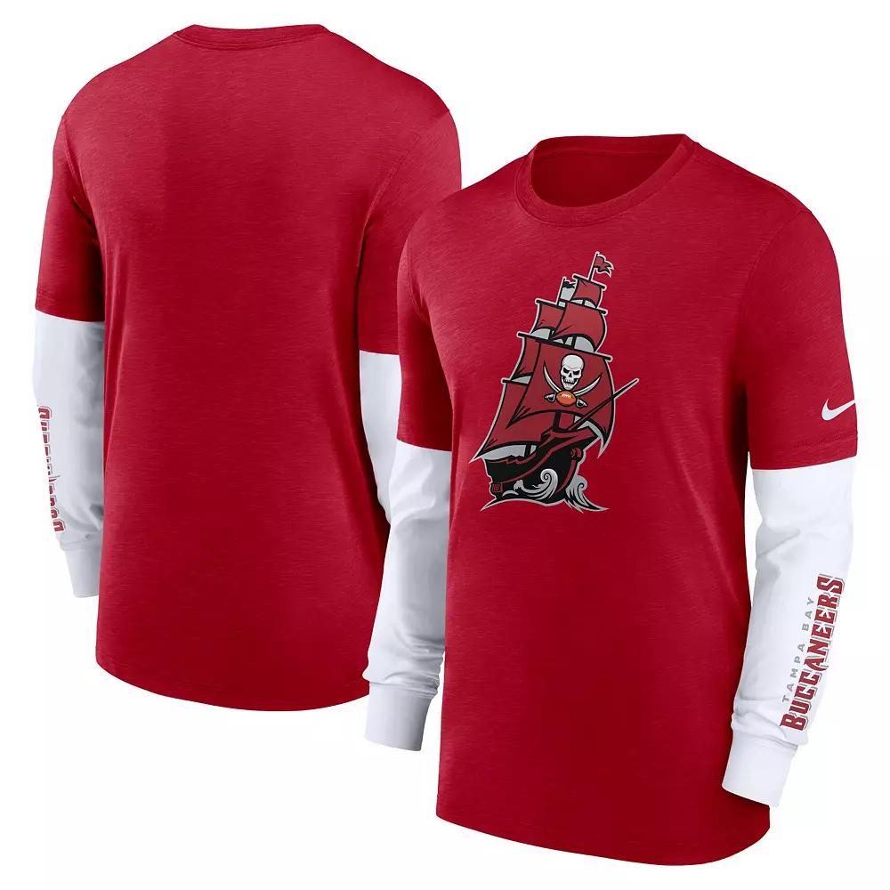Men's Nike Heather Red Tampa Bay Buccaneers Slub Fashion Long Sleeve T-Shirt, Size: XL Product Image