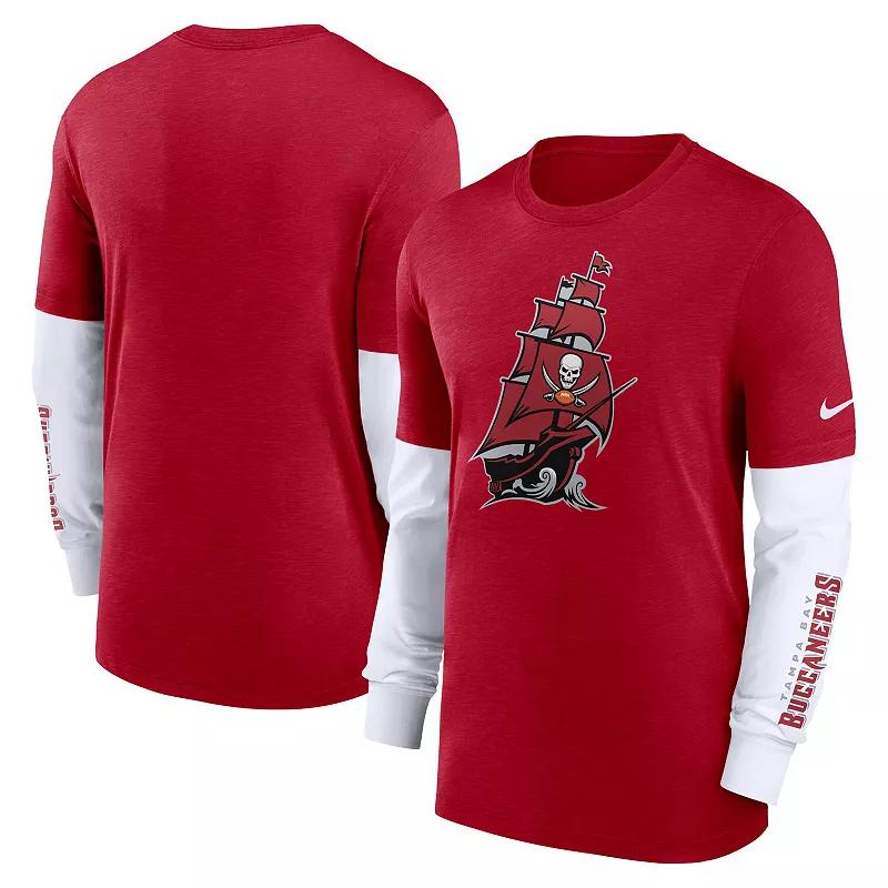 Men's Nike Heather Red Tampa Bay Buccaneers Slub Fashion Long Sleeve T-Shirt, Size: XL Product Image