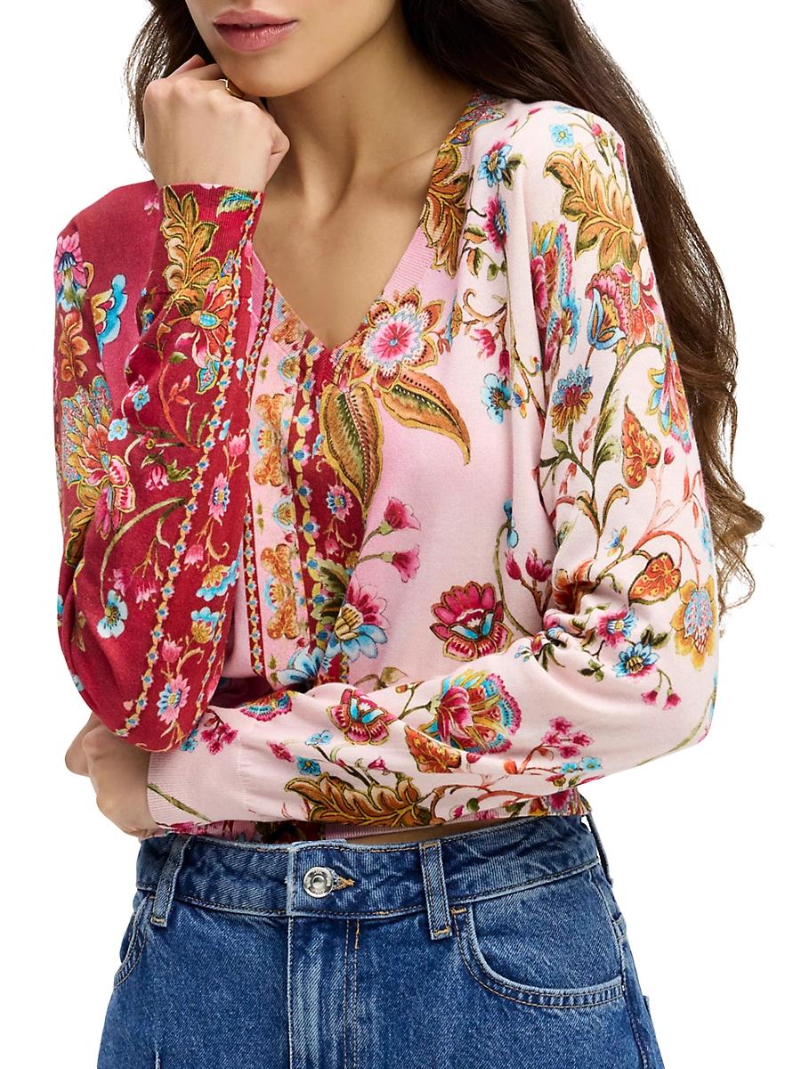 Womens Evelyn Floral Cotton-Silk Top - Product Image