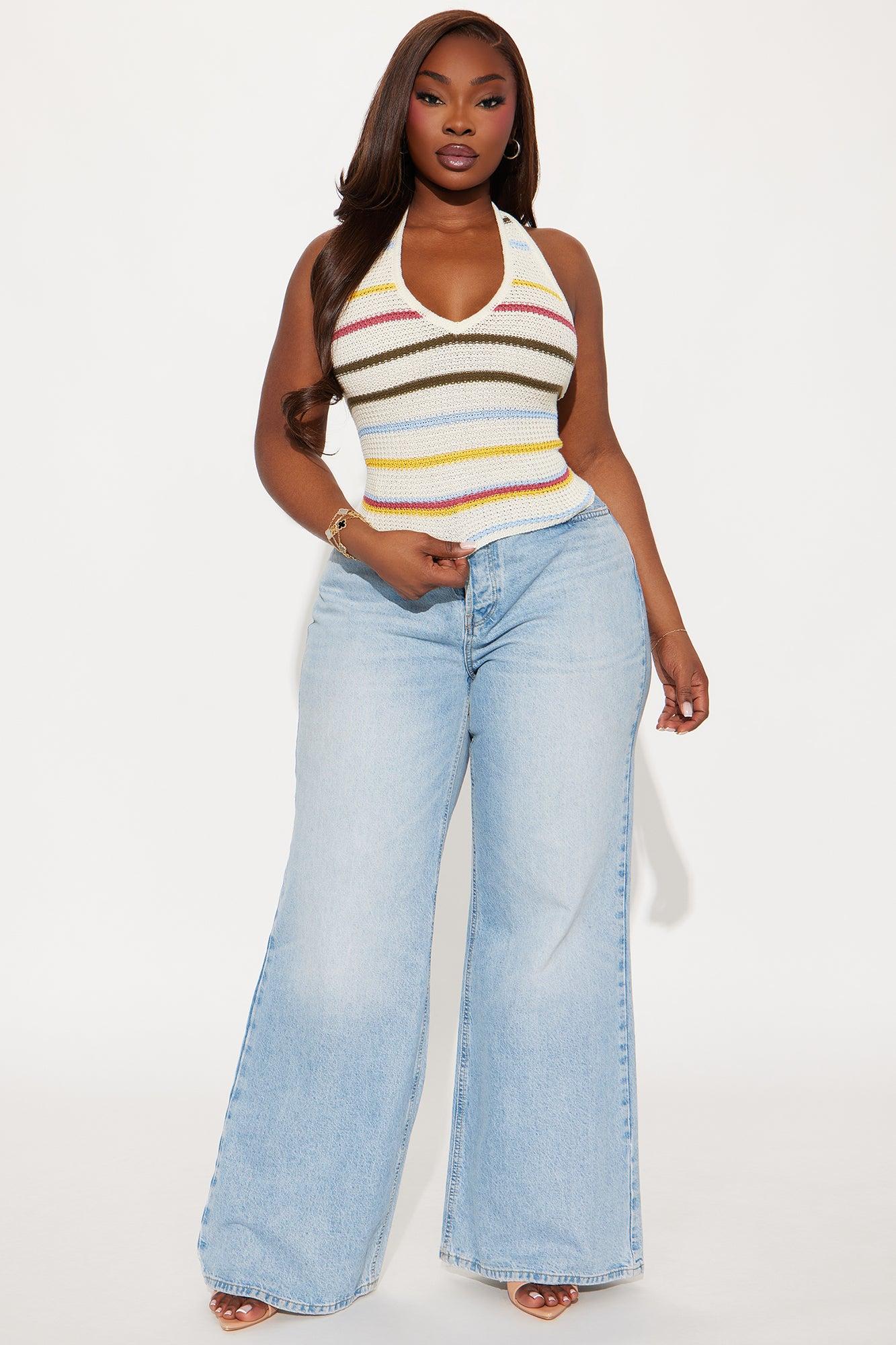 This Moment Striped Crochet Halter Top - Cream/combo Product Image