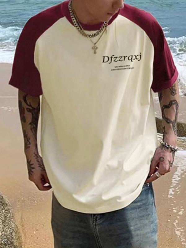 Men's Letter Print Raglan Half Sleeve Short Sleeve Tee Product Image