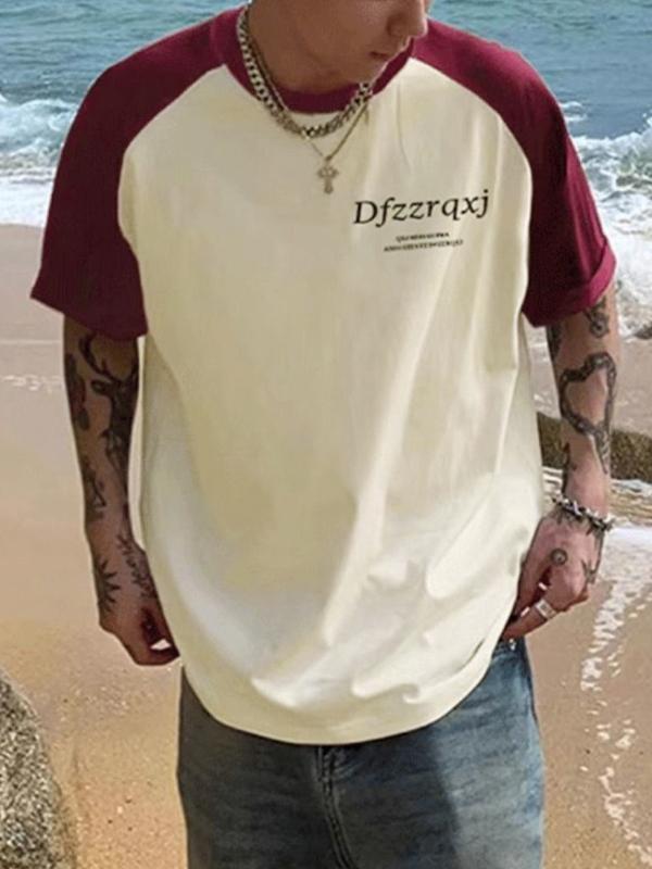 Men's Letter Print Raglan Half Sleeve Short Sleeve Tee Product Image