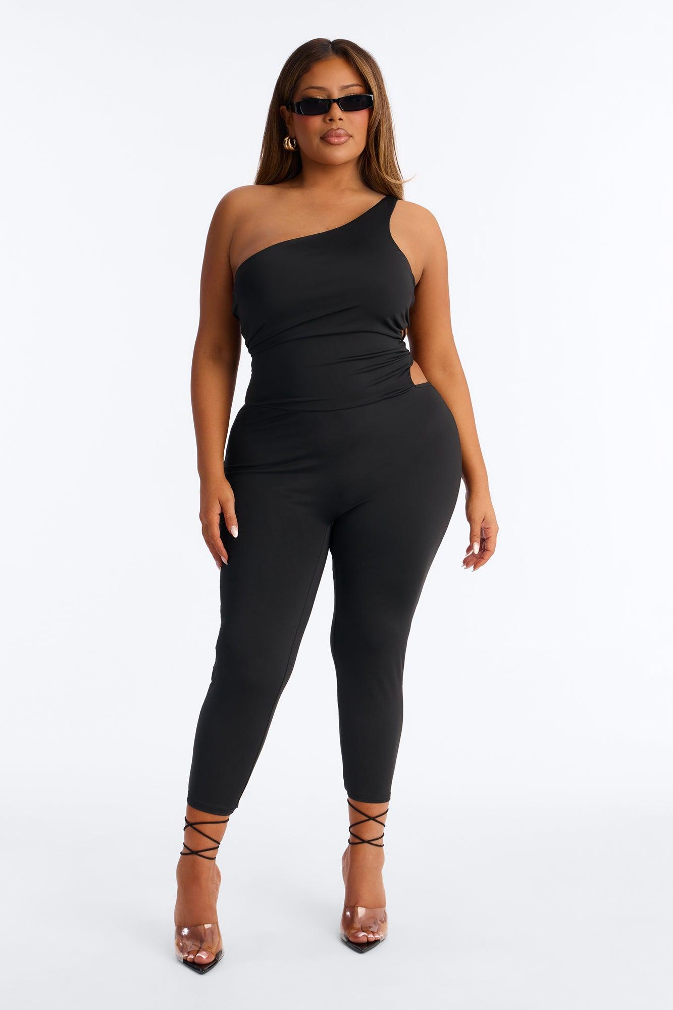 Reena Lace Up Capri Catsuit - Black Female Product Image