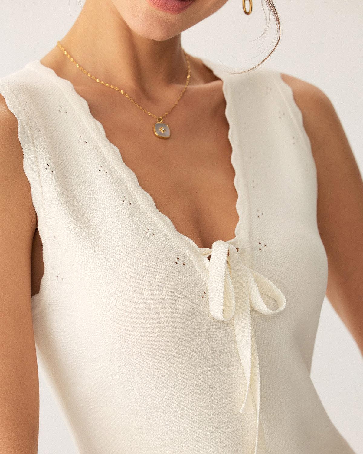 Apricot V Neck Ribbed Tank Product Image