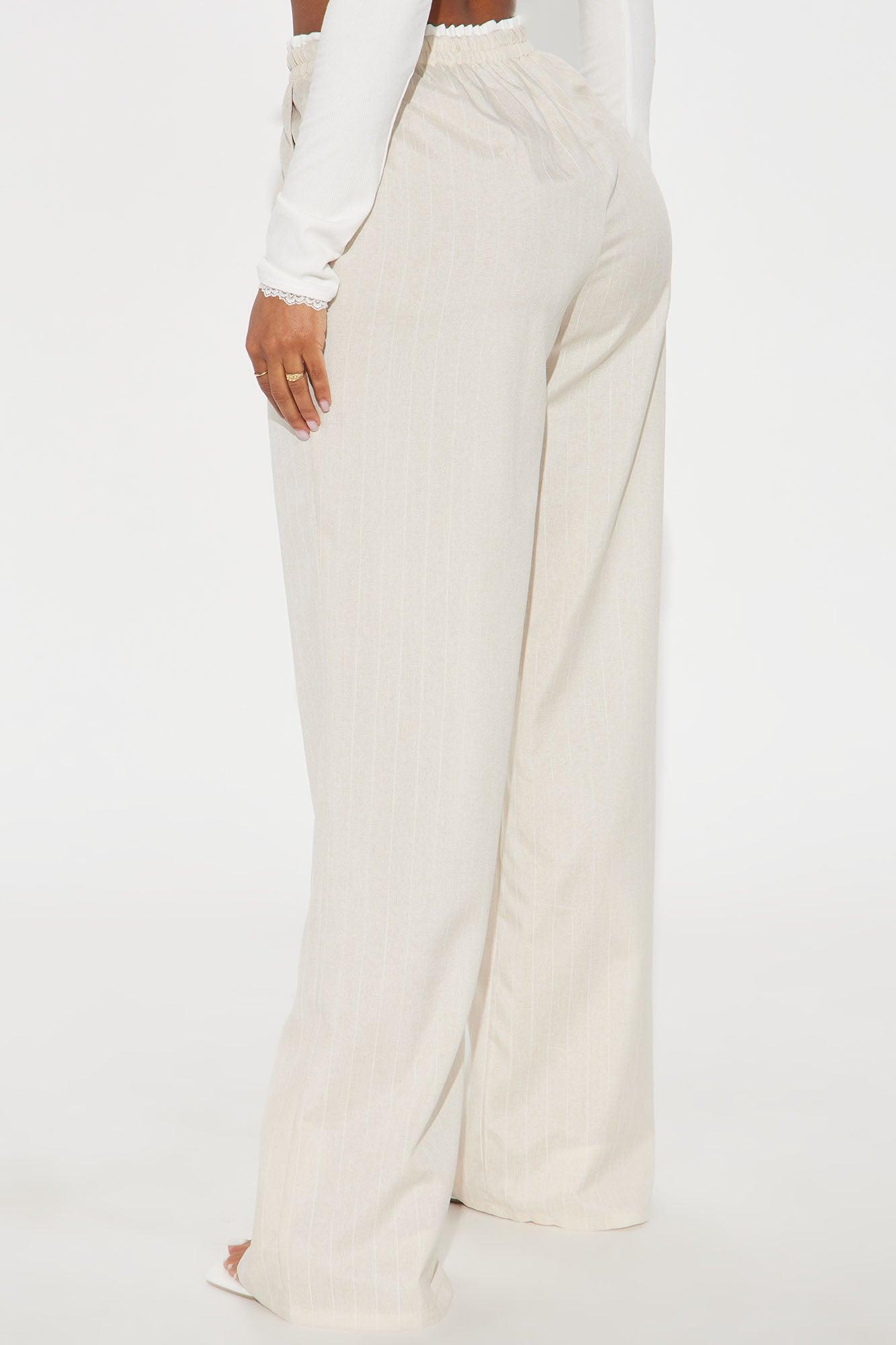 Nolan Pinstripe Double Waistband Pant - Tan Product Image