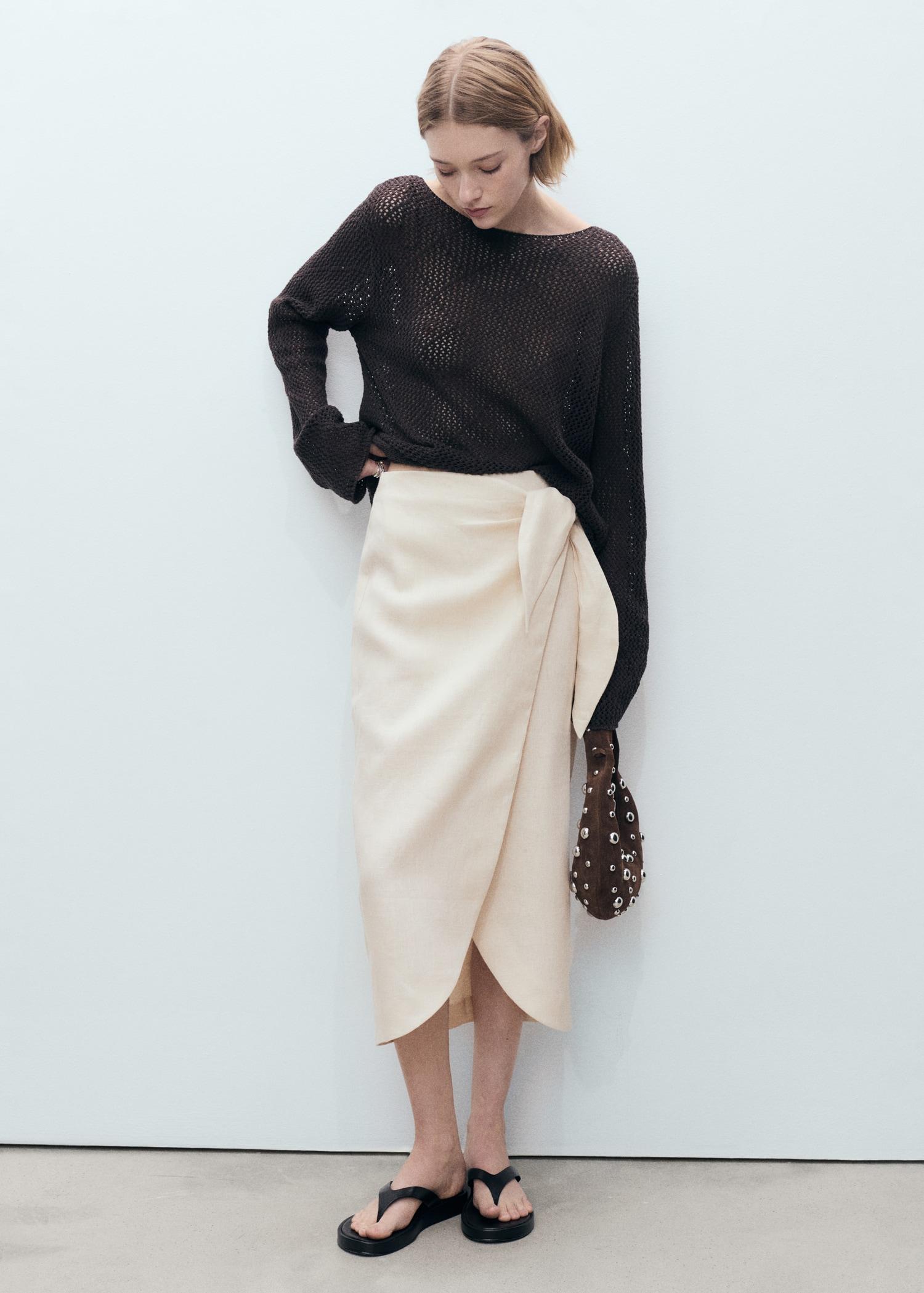 Linen sarong skirt - Women | MANGO USA Product Image