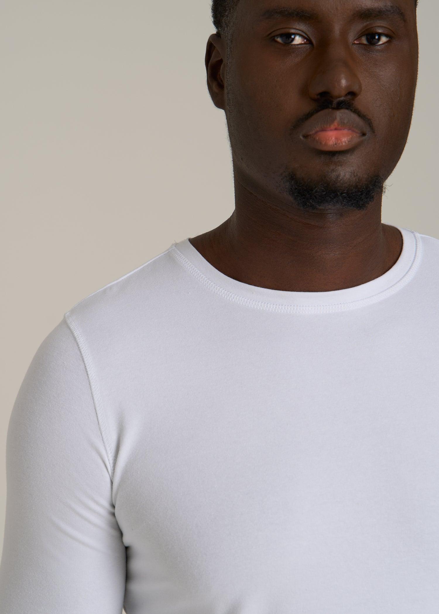 The Essential SLIM-FIT Long Sleeve Tee for Tall Men in White Male Product Image