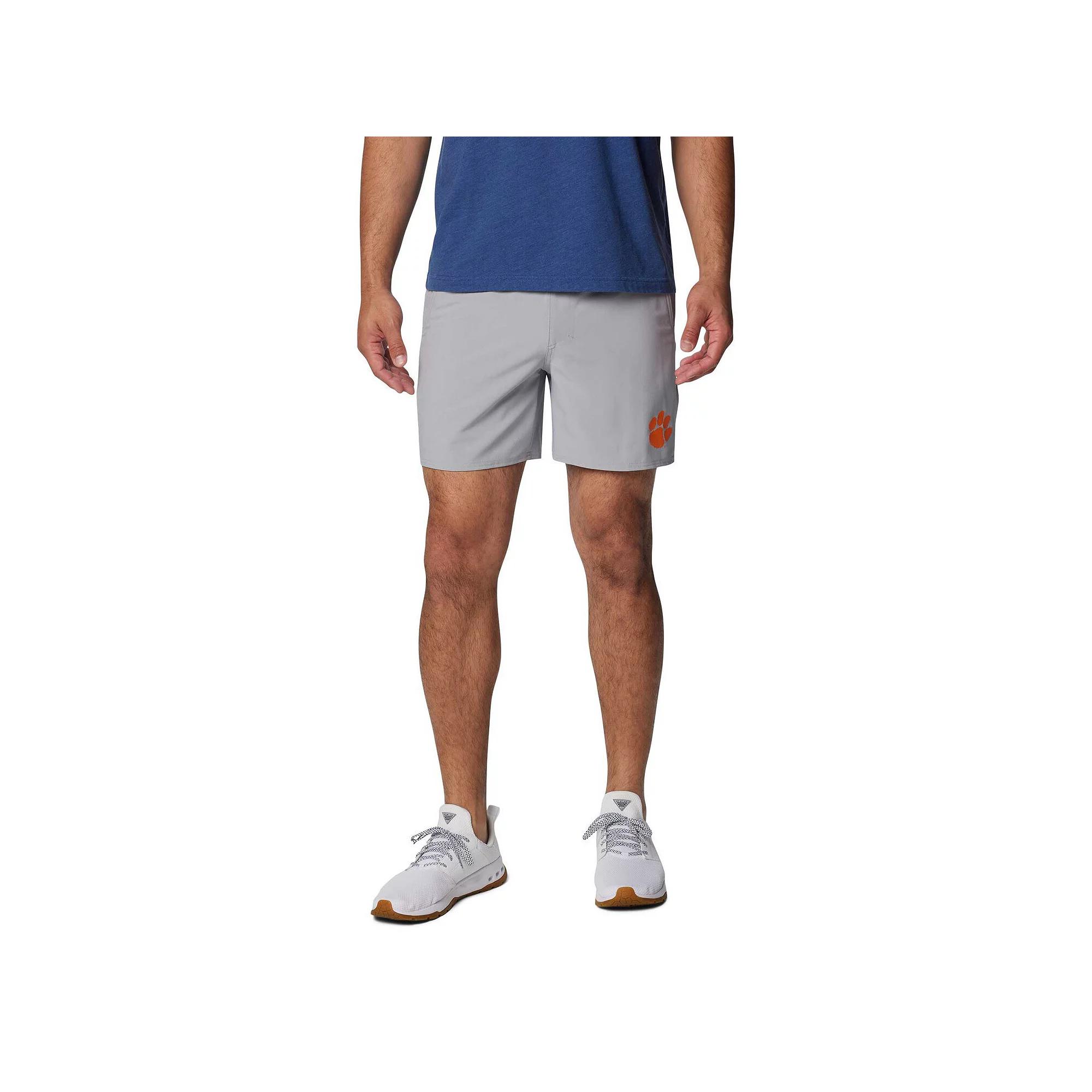 Men's Columbia Gray Clemson Tigers PFG Terminal Roamer�� Omni-Shade�� Stretch Shorts, Size: Medium, Grey Product Image