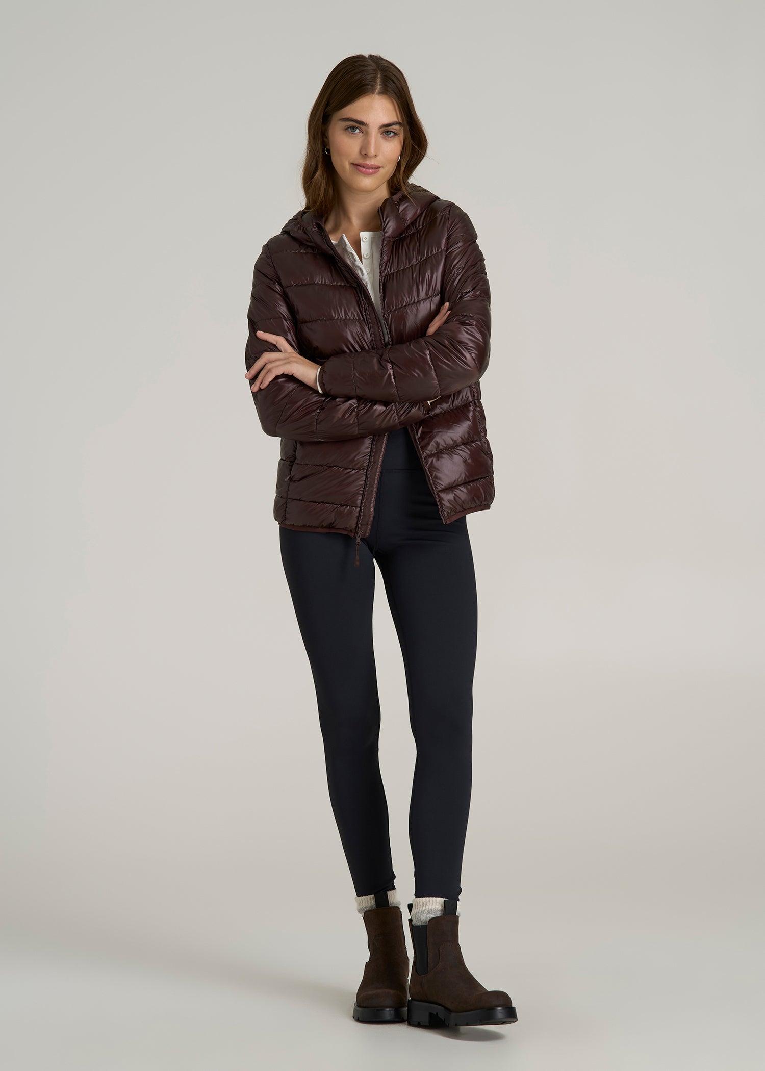 Packable Short Puffer Jacket for Tall Women in Oxblood Female Product Image