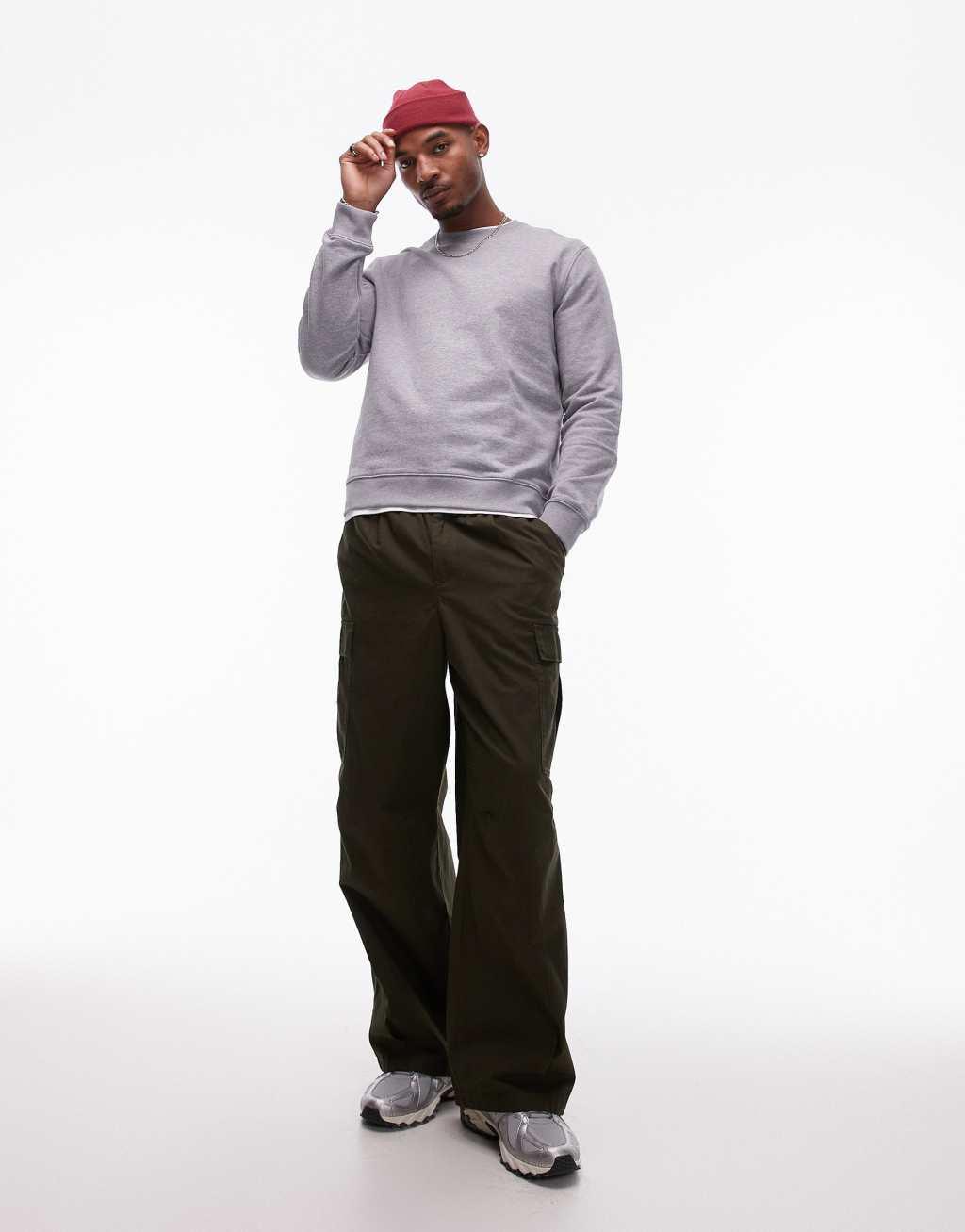 ARKET minimal jersey sweatshirt with crew neck in gray Product Image