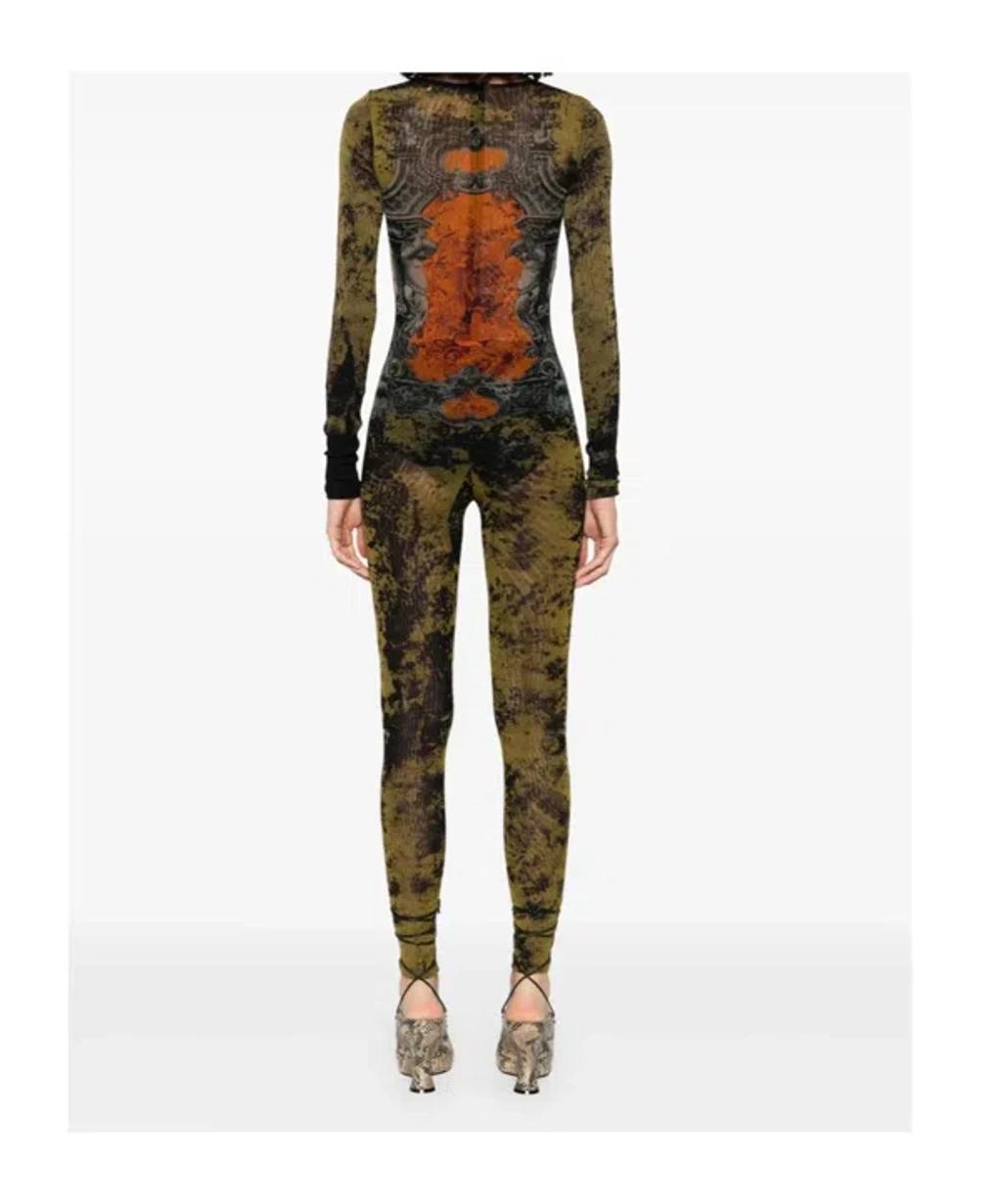 JEAN PAUL GAULTIER Graphic Print Full-length Dress With Long Sleeves In Black Product Image