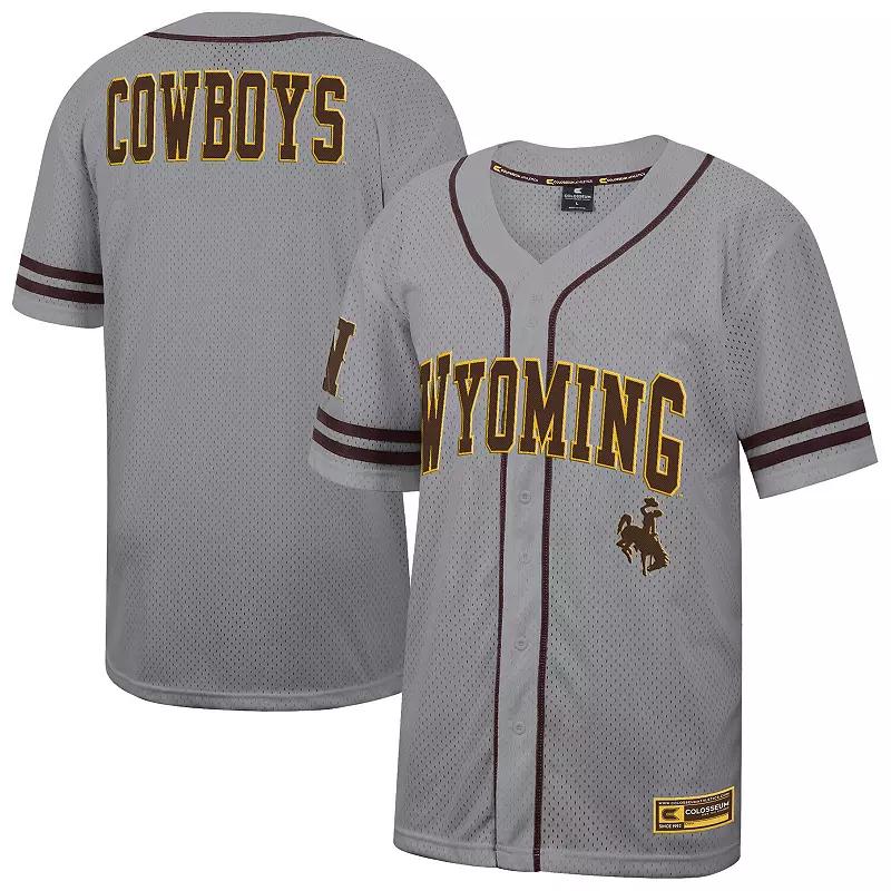 Men's Colosseum Gray Wyoming Cowboys Free Spirited Baseball Jersey,  Product Image