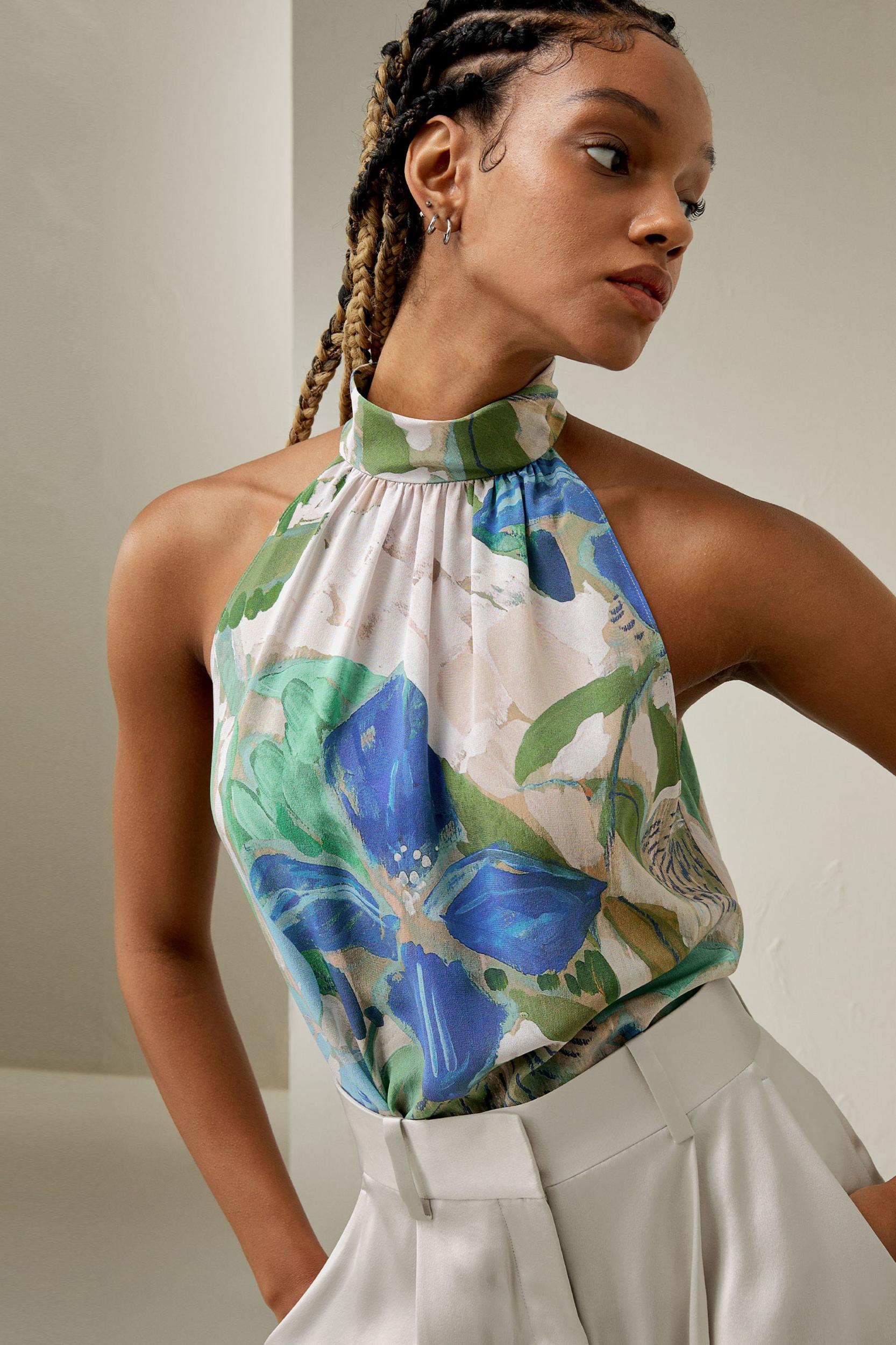 Praslin Mock Neck Silk Top Product Image