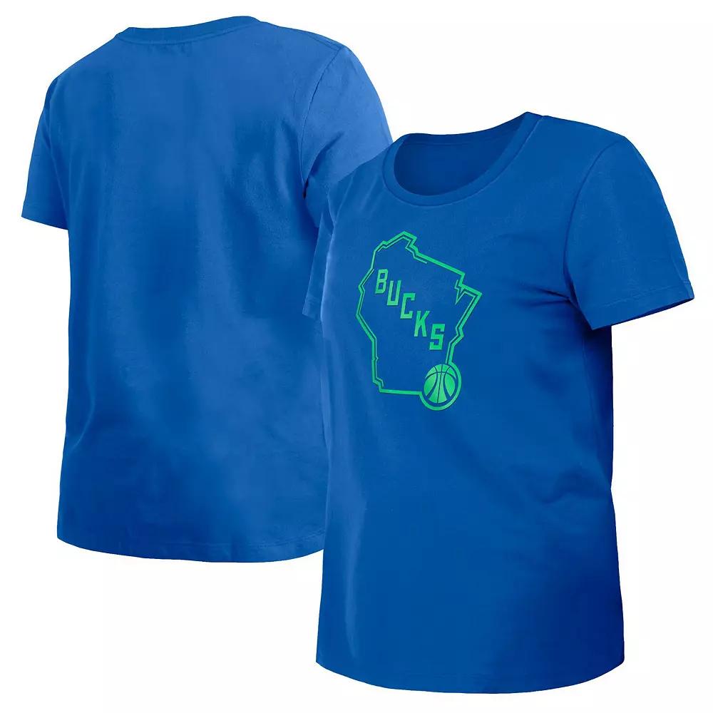 Women's New Era Blue Milwaukee Bucks 2023/24 City Edition T-Shirt, Size: Small Product Image