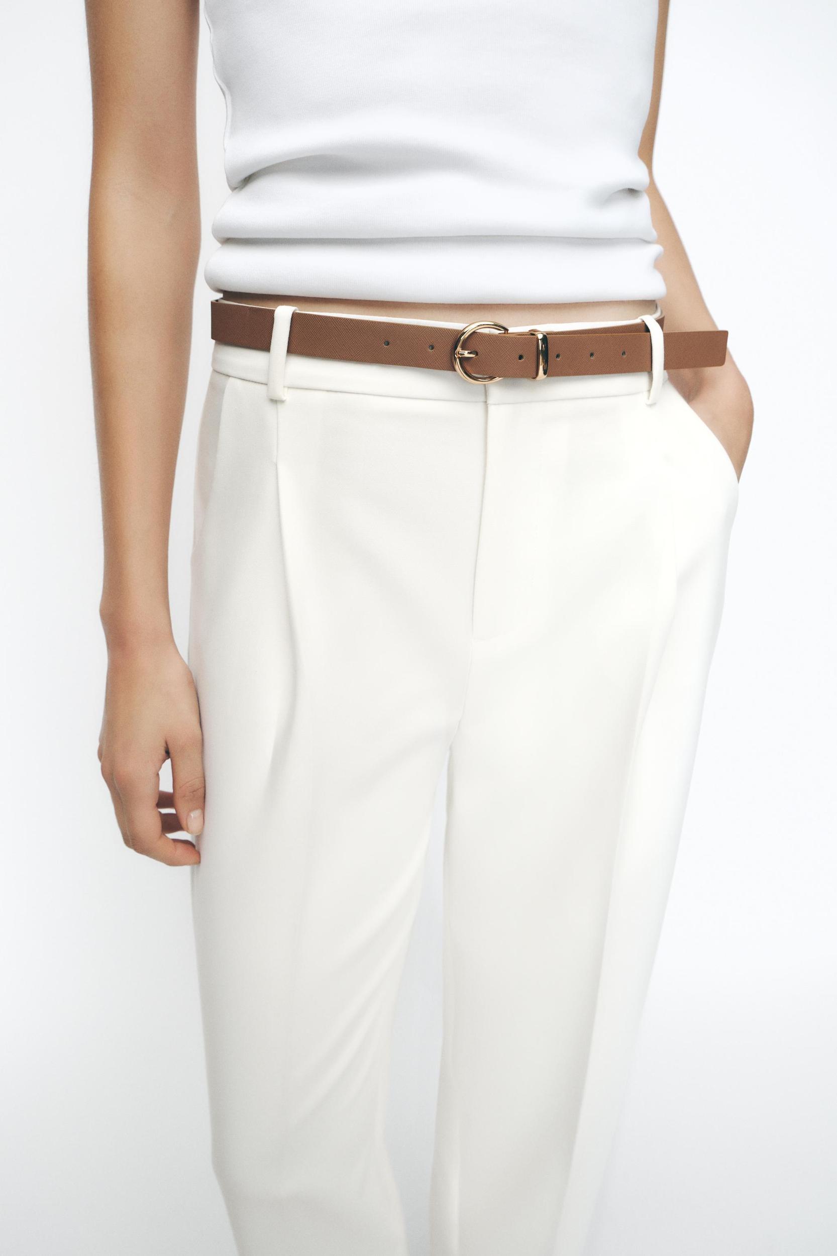 PLEATED BELTED PANTS Product Image