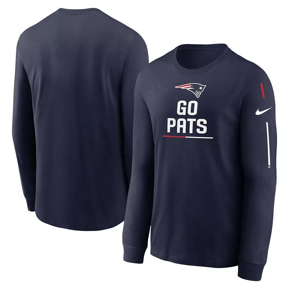 Men's Nike Navy New England Patriots Team Slogan Long Sleeve T-Shirt, Size: 3XL, Blue Product Image
