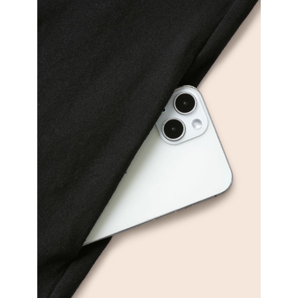 Plus Size Geometric Patchwork Mesh Pocket T-shirt Black Women Elegant See through Art&design V-neck Everyday T-shirts BloomChic 18-20/2X Product Image