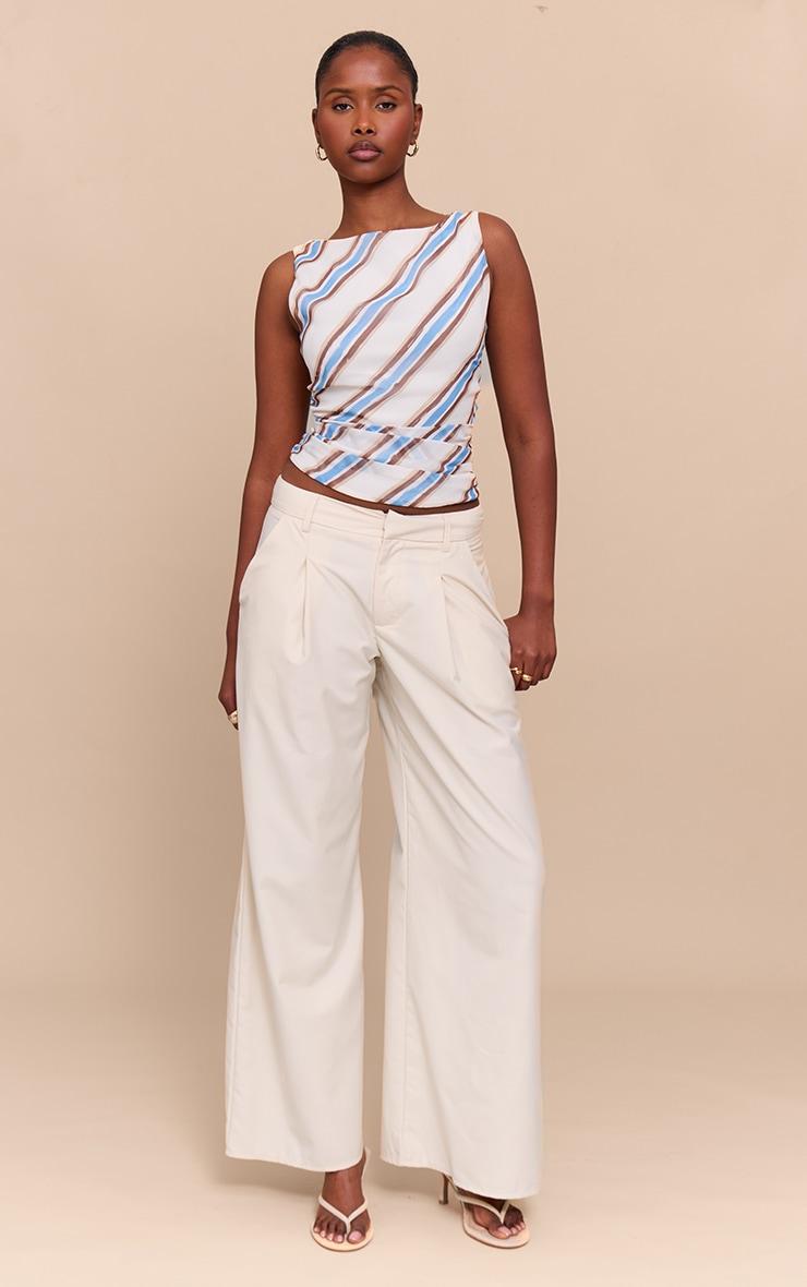 Blue Stripe Ruched Long Top Product Image