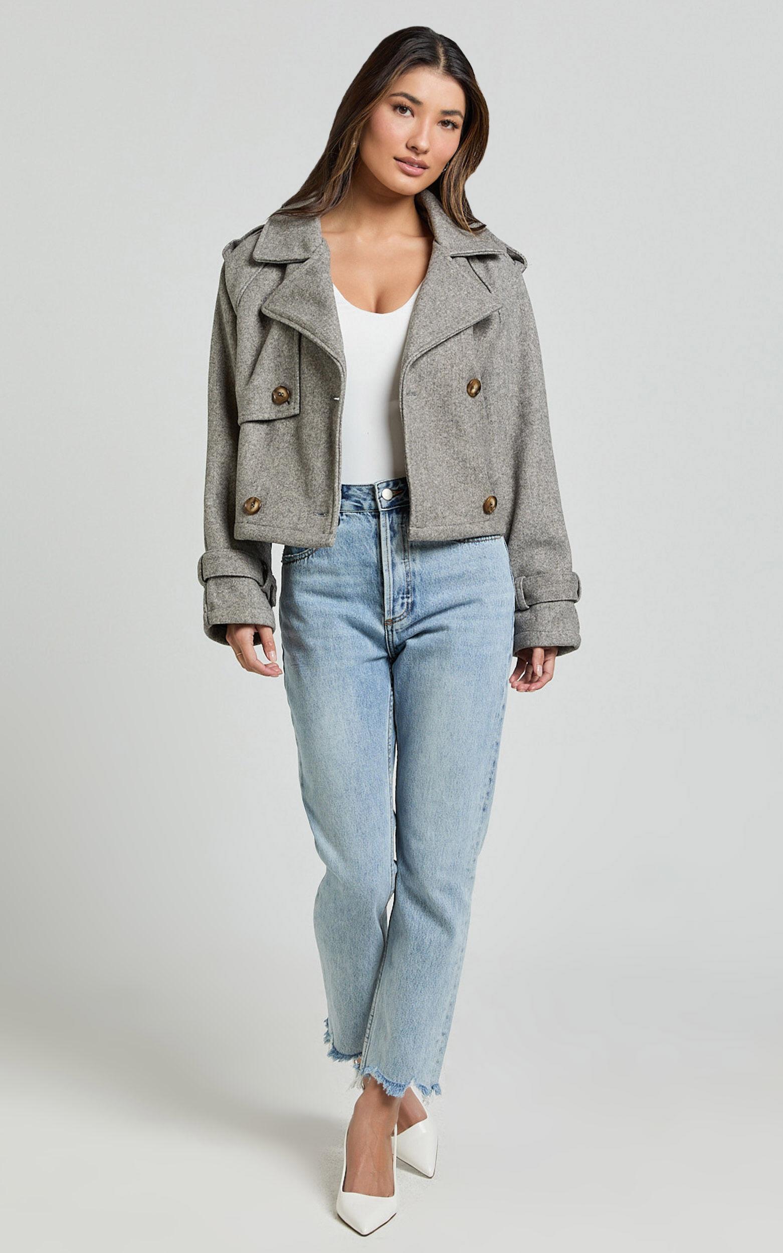 Zelrio Jeans - High Waisted Recycled Cotton Cropped Denim Jeans in Mid Blue Wash Product Image