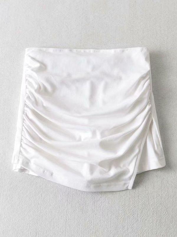 Ruched Split Lined Mini Skirt Product Image
