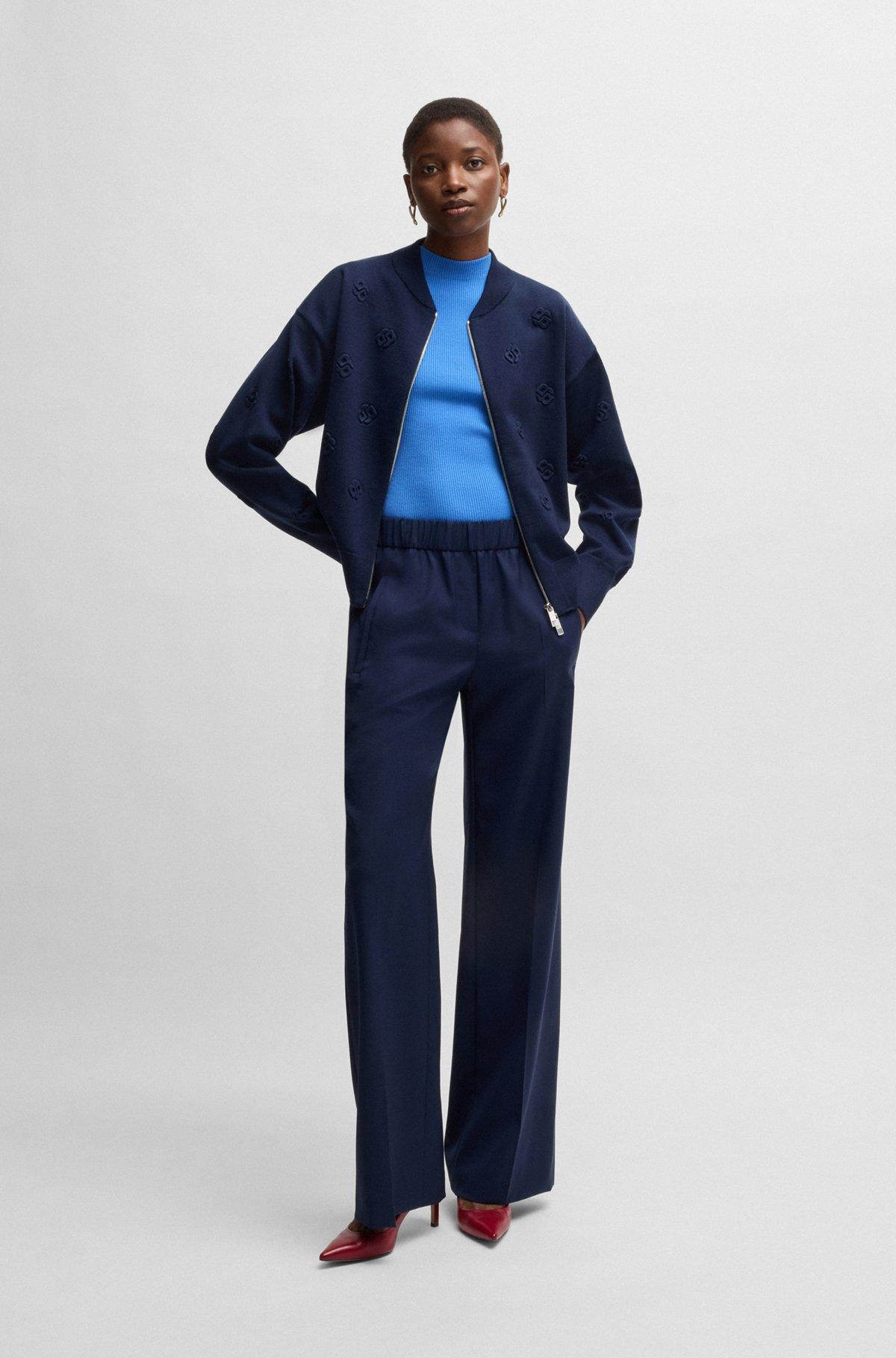 Ribbed-knit top with mock neckline Product Image