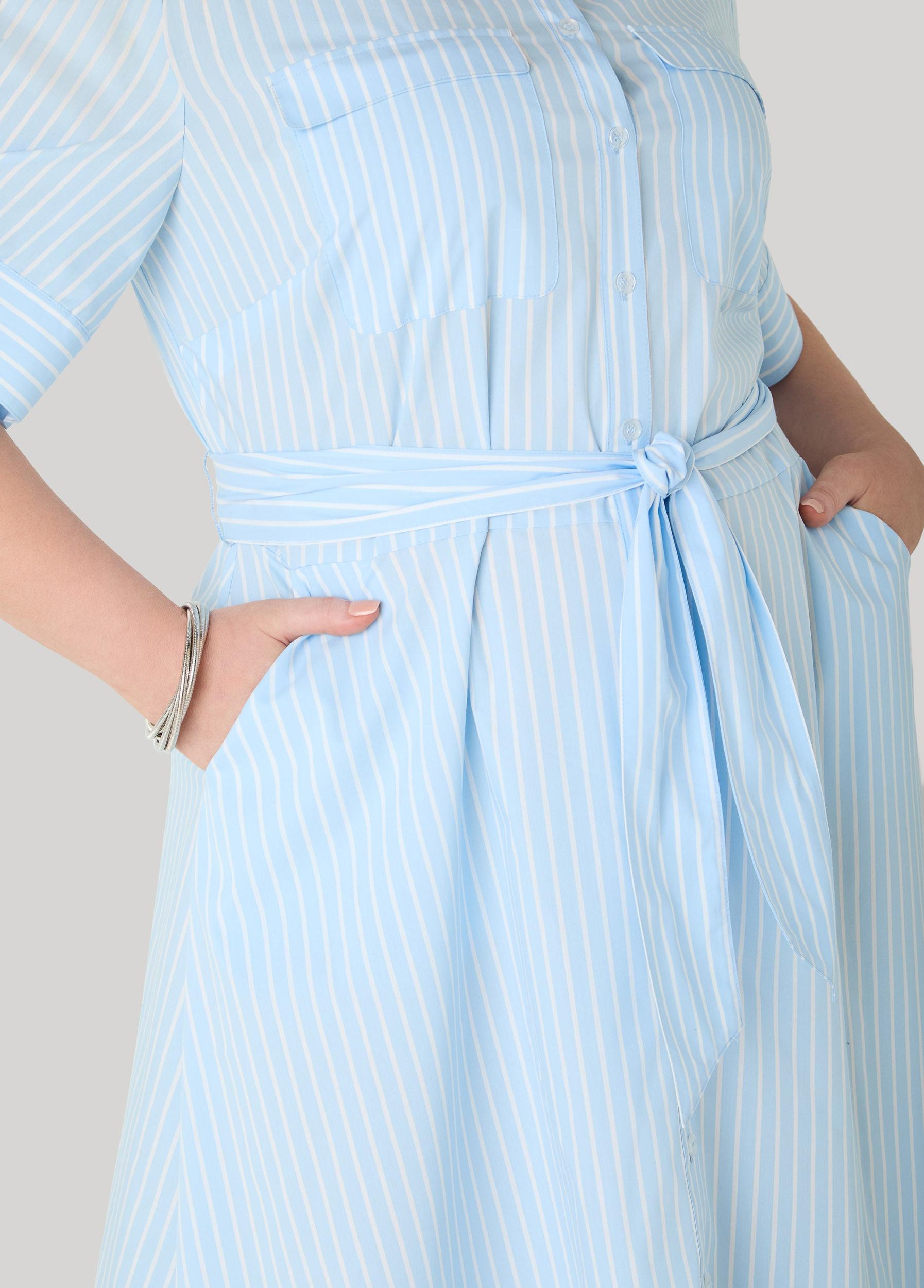 Striped A Line Midaxi Shirtdress Product Image