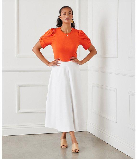 Karen Kane Twisted Short Puff Sleeve Crew Neck Top Product Image