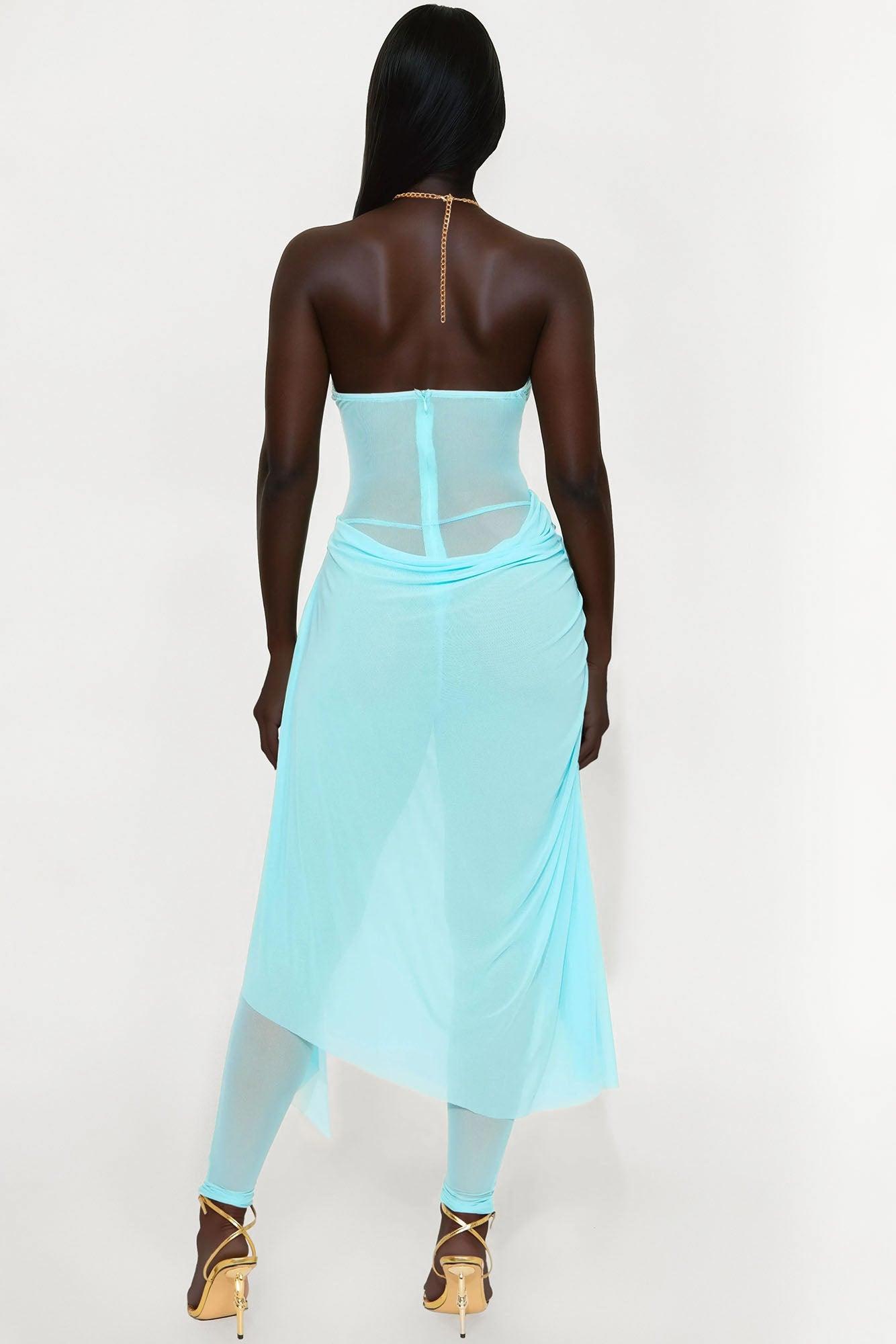 Layla Sheer Mesh Jumpsuit - Aqua Female Product Image