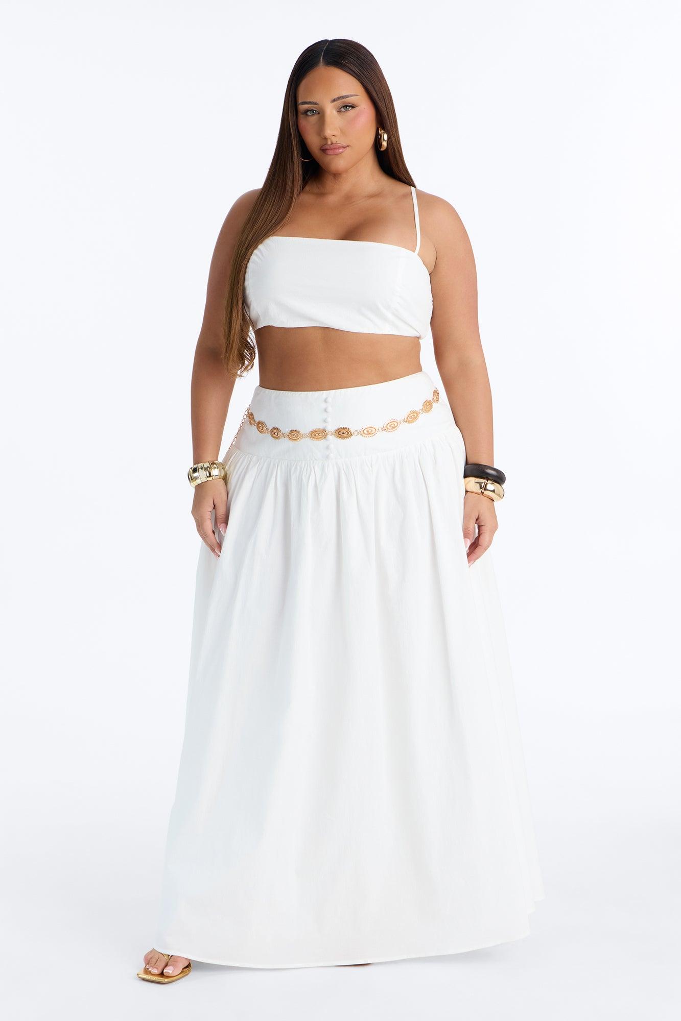 Brigitte Poplin Drop Waist Maxi Skirt - White Female Product Image