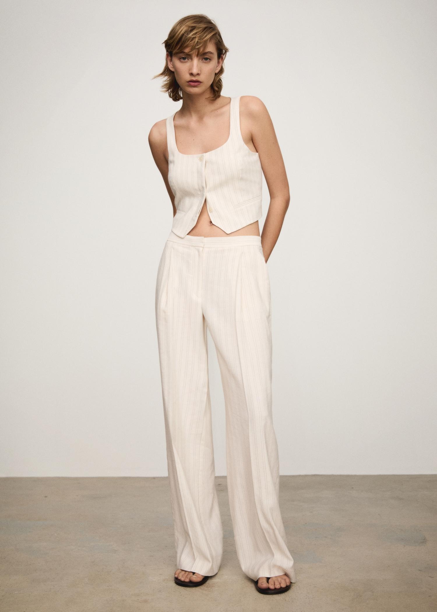 Striped suit waistcoat - Women | MANGO USA Product Image