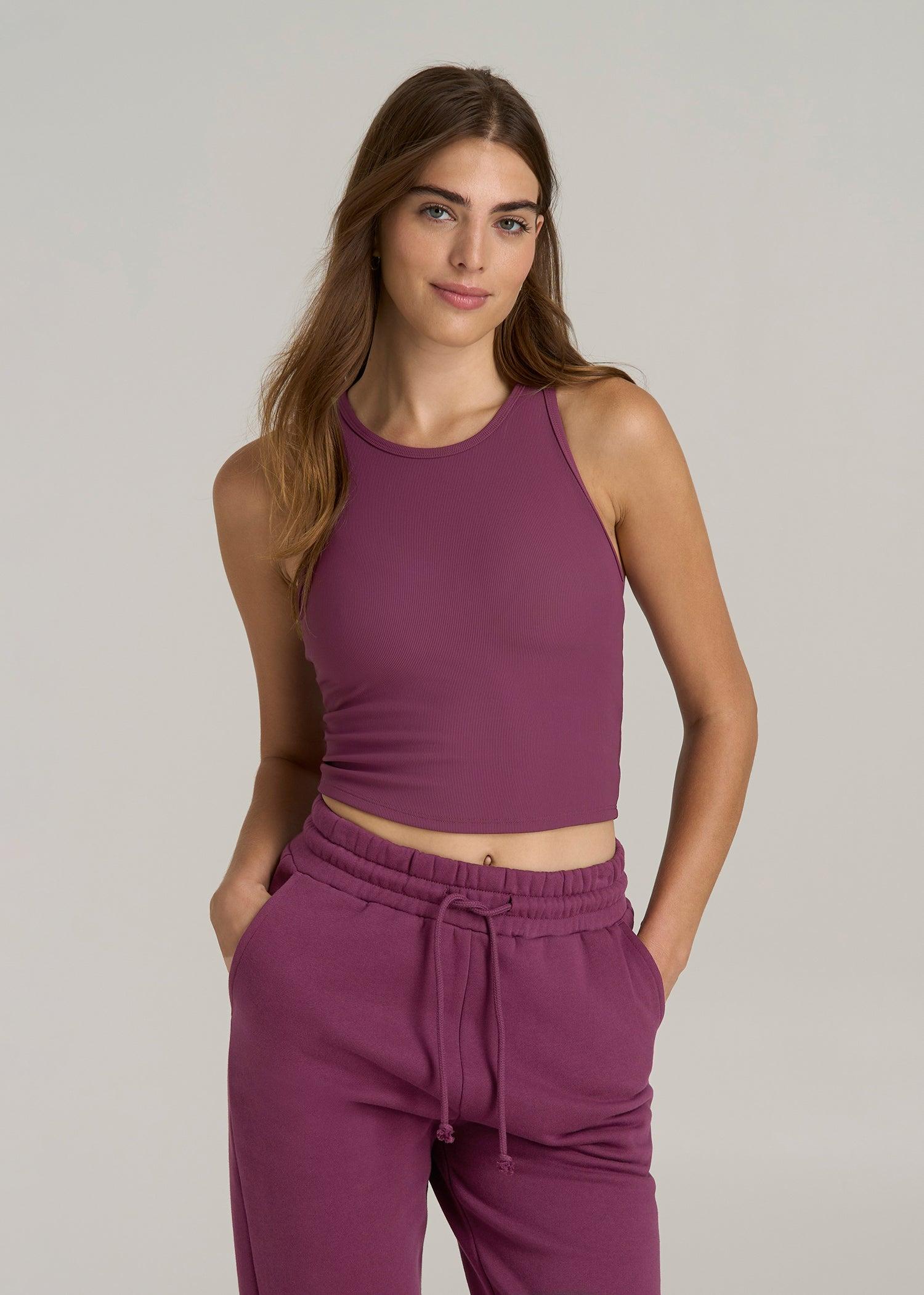 Cropped Ribbed Tank Top for Tall Women in Purple Gumdrop Female Product Image