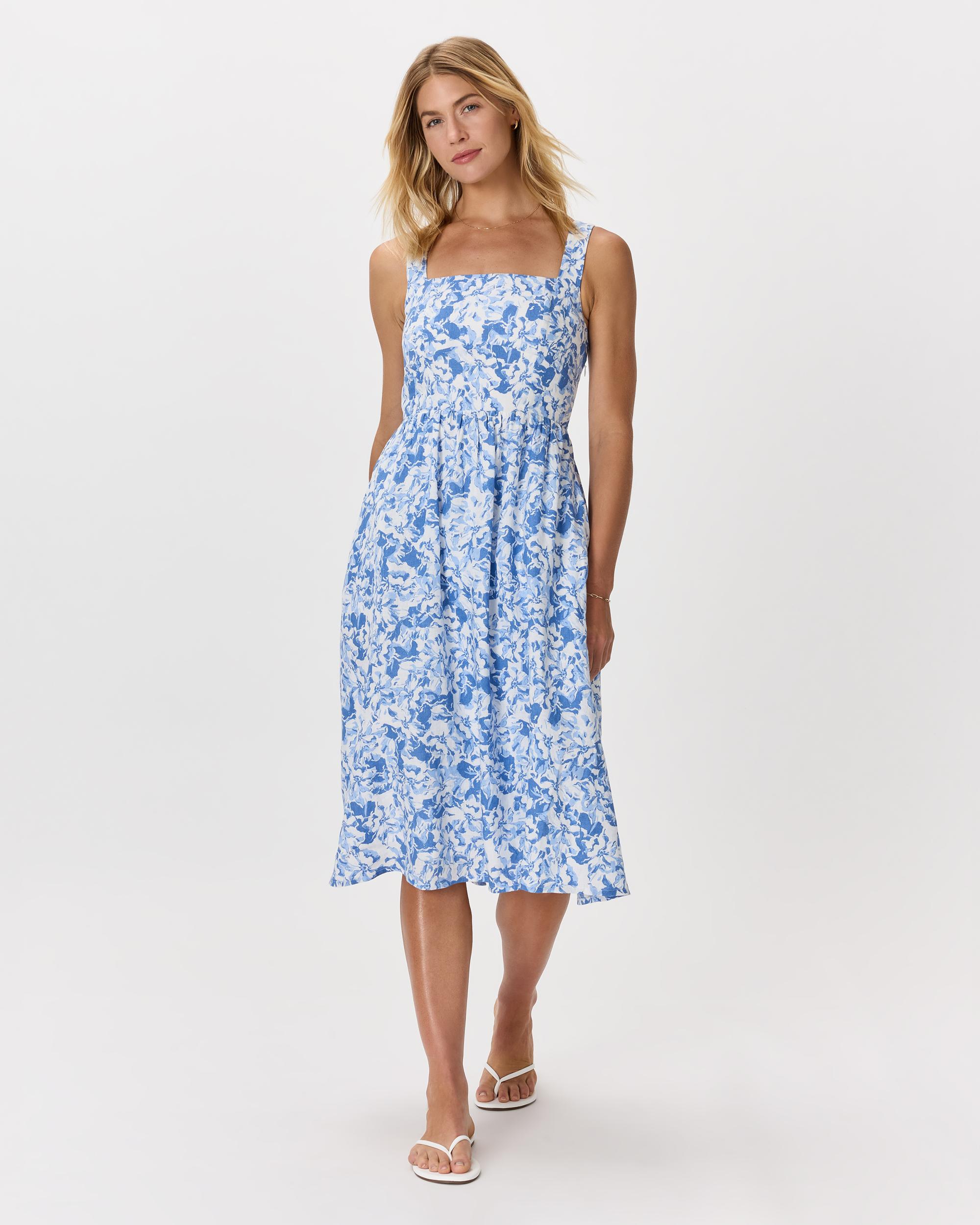 Quince | Women's 100% European Linen Fit & Flare Midi Dress Product Image
