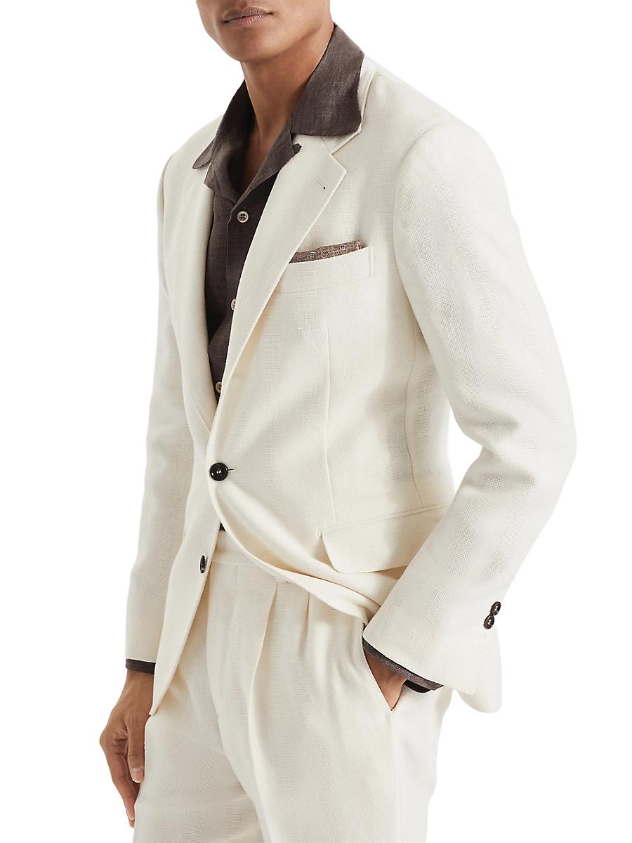 Mens Textured Stripe Diagonal Deconstructed Blazer Product Image