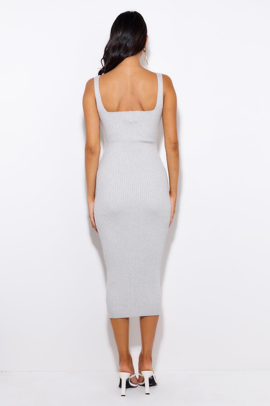 Simple Love Ribbed Midi Dress Grey Product Image