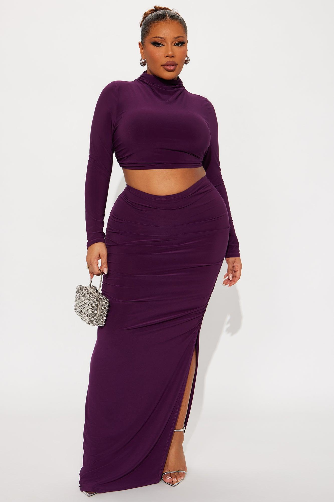Maven Long Sleeve Maxi Skirt Set - Eggplant Female Product Image