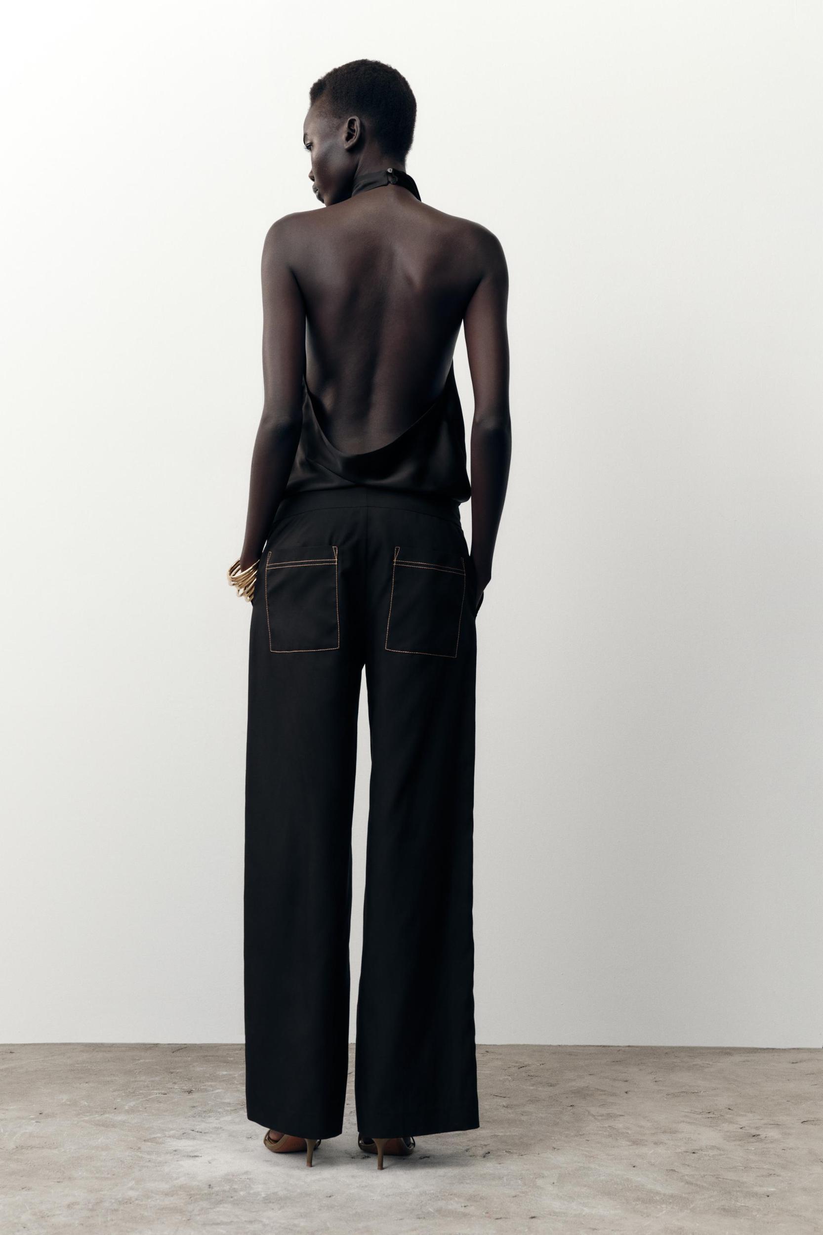 STRAIGHT LEG PANTS WITH CONTRASTING TOPSTITCHING Product Image